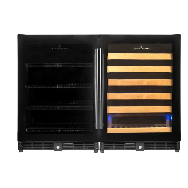 48 in. Dual Zone 54-Wine Bottles & 220-Cans Beverage & Wine Cooler  Side-by-Side Built-In Refrigerator in Stainless Steel